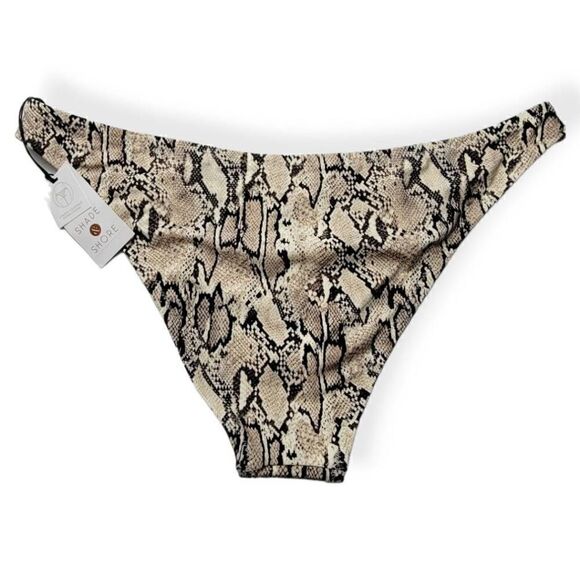 Shade & Shore Snake Print V -Front Bikini Bottom Large - Picture 2 of 3